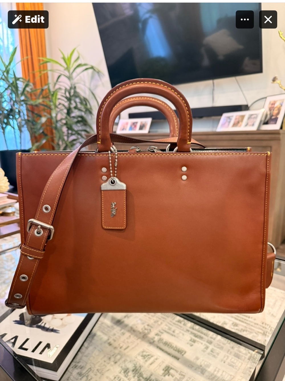 Coach Men's Leather Briefcase in Saddle Brown